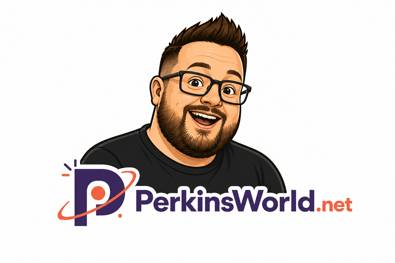 PerkinsWorld.net illustrated portrait logo
